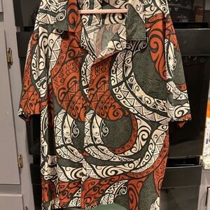 3-2026–E & K 5XL HAWAIIAN SHIRT SHORT SLEEVES-COTTON-BROWNS/CREAMS